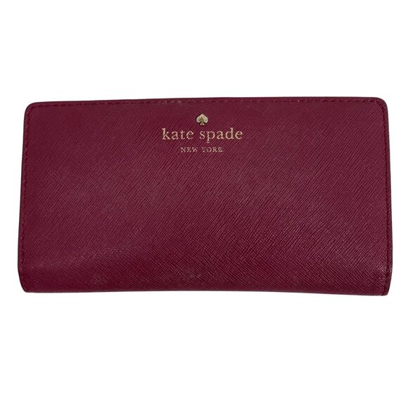 Kate Spade Cameron Street Stacy Bifold Raspberry Red Bifold Wallet Snap Closure - Picture 1 of 10